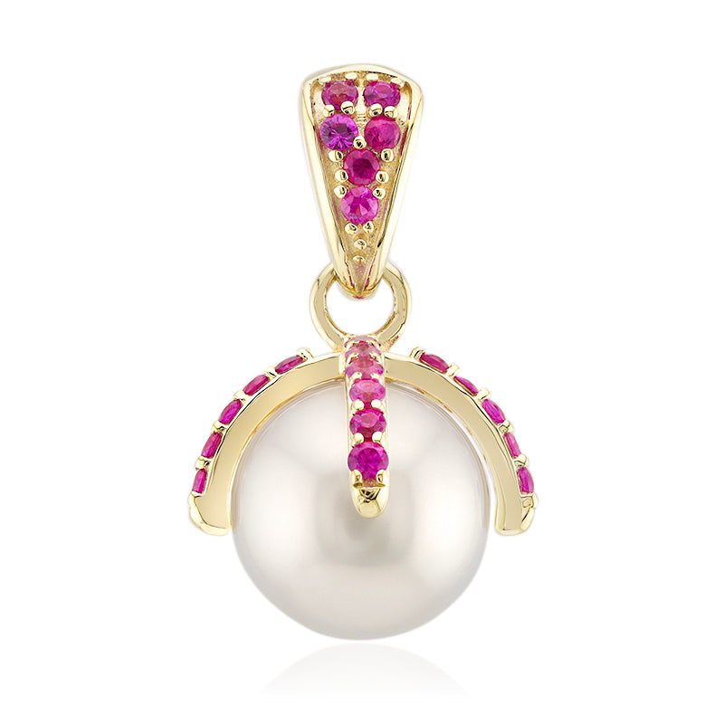 18K PINK SAPPHIRE GOLD PENDANT image 0