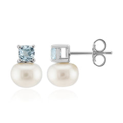 PEARL & SKY BLUE TOPAZ EARRINGS image 0