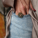 Green Tourmaline Flower & Diamond Ring
