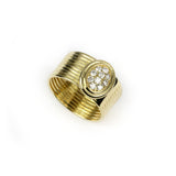 Ridge Texture Gold Band with Diamonds