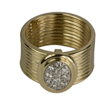 Ridge Texture Gold Band with Diamonds