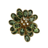 Green Tourmaline Flower & Diamond Ring