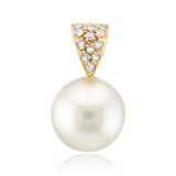 18K WHITE SOUTH SEA PEARL & SI2 (H) DIAMOND YELLOW GOLD PENDANT image 0