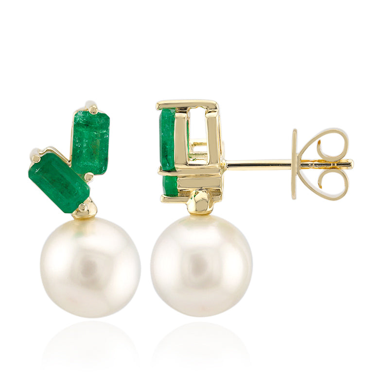 18K EMERALD GOLD EARRINGS image 0